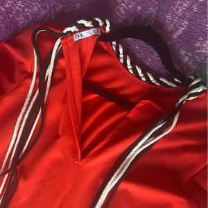 Orange Zara mini dress, casual, worn once, braided collar detail, size S